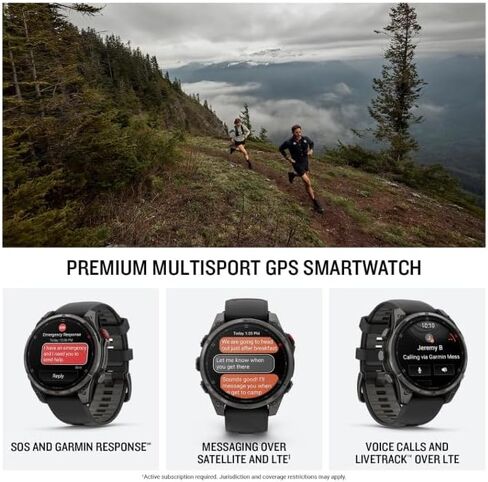 ساعة Garmin Fenix ​​8 Pro مقاس 51 ملم AMOLED Sapphire Premium Multisport GPS الذكية، تقنية inReach، سوار من السيليكون باللون الرمادي الكربوني DLC تيتانيوم/أسود مع حزمة محولات جدار السيارة PowerBank من Wearable4U in Saudi Arabia