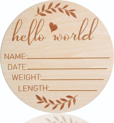 لافتة إعلان الطفل، لوحة اسم خشبية مقاس 5.9 بوصة، دعامة صورة لحديثي الولادة، إعلان الولادة، خشب البتولا البني، 5 بوصات in Kuwait