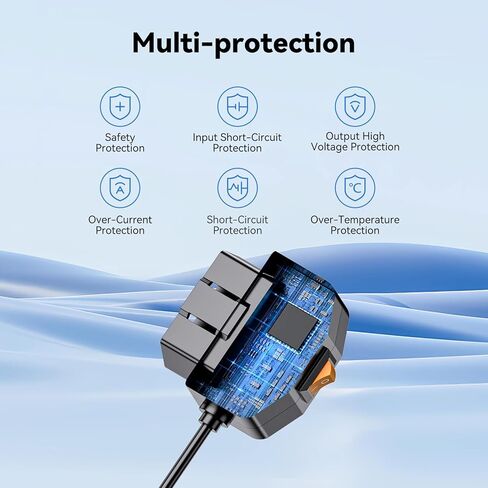 كابل الطاقة obd لكاميرا داش كام، obd إلى النوع c، كابل شاحن سلكي USB، مراقبة 24 ساعة ووضعين Acc مع زر التبديل وحماية الجهد المنخفض، 12-36 فولت إلى 5 فولت/3 أمبير in Kuwait