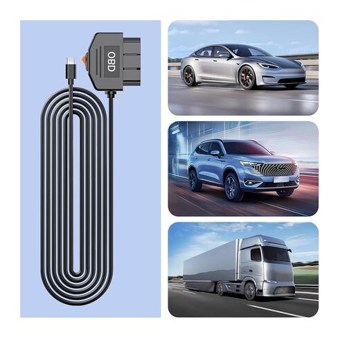 كابل الطاقة obd لكاميرا داش كام، obd إلى النوع c، كابل شاحن سلكي USB، مراقبة 24 ساعة ووضعين Acc مع زر التبديل وحماية الجهد المنخفض، 12-36 فولت إلى 5 فولت/3 أمبير in Kuwait