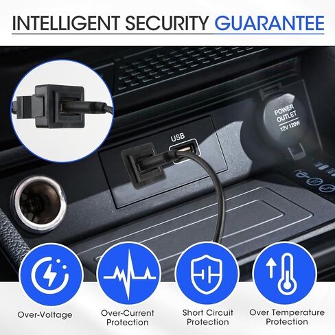 شاحن سيارة بمنفذ USB لسيارة Toyota، محول مقبس طاقة مربع 34 * 23 مم، كابل تمديد مثبت على اللوحة لسيارة Camry RAV4 Corolla Highlander، منفذ لوحة أجهزة القياس للسيارة لنظام iOS Android (1) in Saudi Arabia