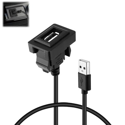شاحن سيارة بمنفذ USB لسيارة Toyota، محول مقبس طاقة مربع 34 * 23 مم، كابل تمديد مثبت على اللوحة لسيارة Camry RAV4 Corolla Highlander، منفذ لوحة أجهزة القياس للسيارة لنظام iOS Android (1) in Saudi Arabia