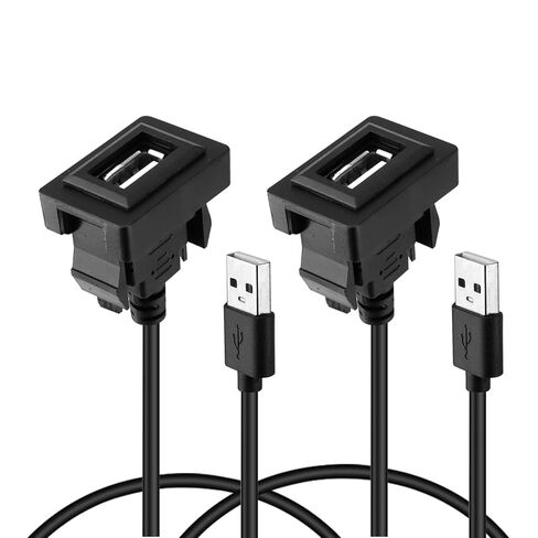 USB Port Car Charger for Toyota, 34 * 23mm Square Vehicle Power Socket Adapter, Panel Flush Mount Extension Cable for Camry RAV4 Corolla Highlander, Car Dash Port for iOS Android (1) in Kuwait