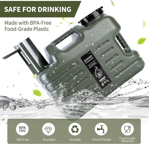 5 Gallon Water Jug with Spigot, Portable Camping Water Containers, No Leakage Food Grade Camping Water Tank for Vehicle, Car, Outdoor Hiking, Picnic, Emergency in Saudi Arabia