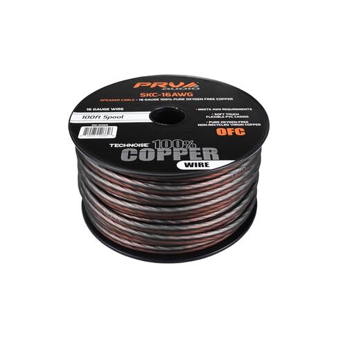 سلك مكبر صوت PRV AUDIO مقاس 16 (AWG) من النحاس الخالي من الأكسجين - كابل مرن للغاية بطول 100 قدم (أسود/رمادي) لتطبيقات الصوت المنزلية في السيارة in Saudi Arabia