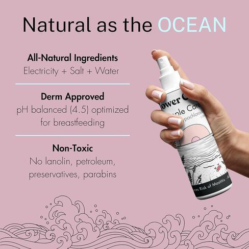 Flower Child Pumping Spray 4oz, Hydrating Nipple Care, Pump Cleaner & Pump Lubricant for Breastfeeding Moms, Lanolin Free, Non-Toxic, Hypochlorous, Made in USA in Saudi Arabia