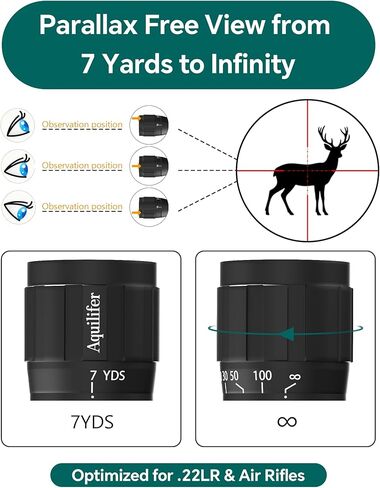 Aquilifer HT 4x32 AO Compact Rifle Scope for .22LR, Red/Green Illuminated Reticle, 1-Inch Tube, Waterproof Fogproof Shockproof Hunting, Parallax-Free from 7 yds-Infinity in Saudi Arabia