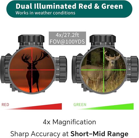 Aquilifer HT 4x32 AO Compact Rifle Scope for .22LR, Red/Green Illuminated Reticle, 1-Inch Tube, Waterproof Fogproof Shockproof Hunting, Parallax-Free from 7 yds-Infinity in Saudi Arabia