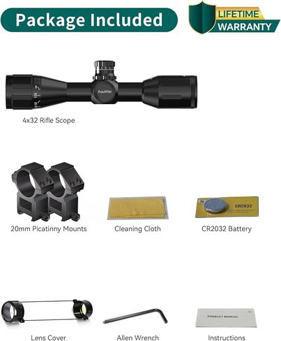 Aquilifer HT 4x32 AO Compact Rifle Scope for .22LR, Red/Green Illuminated Reticle, 1-Inch Tube, Waterproof Fogproof Shockproof Hunting, Parallax-Free from 7 yds-Infinity in Saudi Arabia