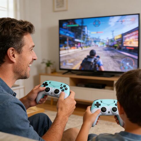 وحدة تحكم LED لاسلكية MWCG لجهاز PS5، متوافقة مع PS5 Pro/Slim/PC، اهتزاز مزدوج، وظيفة معدلة، 8 أوضاع إضاءة، مقبس صوت 3.5 مم، لوحة ألعاب للتحكم في الحركة ذات 6 محاور مع مكبر صوت in Kuwait