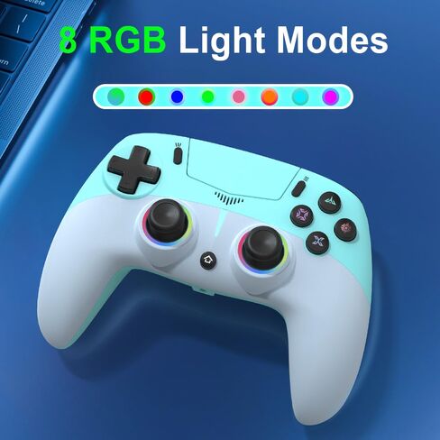 وحدة تحكم LED لاسلكية MWCG لجهاز PS5، متوافقة مع PS5 Pro/Slim/PC، اهتزاز مزدوج، وظيفة معدلة، 8 أوضاع إضاءة، مقبس صوت 3.5 مم، لوحة ألعاب للتحكم في الحركة ذات 6 محاور مع مكبر صوت in Kuwait