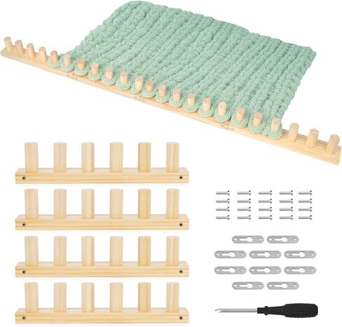 Reessy Wooden Loom for Chunky Blanket – 40" Chunky Knitting Blanket Loom & Afghan Loom Kit – 3-in-1 Solid Wood Chunky Yarn Loom for DIY Blanket, Throws & Big Yarn Knitting Projects in Kuwait