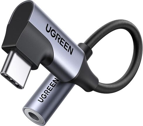 UGREEN USB C إلى 3.5 ملم محول صوت من النوع C إلى Aux سماعة رأس جاك دونغل 24 بت/96 كيلو هرتز HiFi DAC كابل الزاوية اليمنى متوافق مع iPhone 17 16 Pro Max/16 Plus، iPad، Galaxy S25 S24 Ultra، Pixel 10 in Saudi Arabia