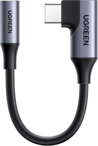 UGREEN USB C إلى 3.5 ملم محول صوت من النوع C إلى Aux سماعة رأس جاك دونغل 24 بت/96 كيلو هرتز HiFi DAC كابل الزاوية اليمنى متوافق مع iPhone 17 16 Pro Max/16 Plus، iPad، Galaxy S25 S24 Ultra، Pixel 10 in Saudi Arabia