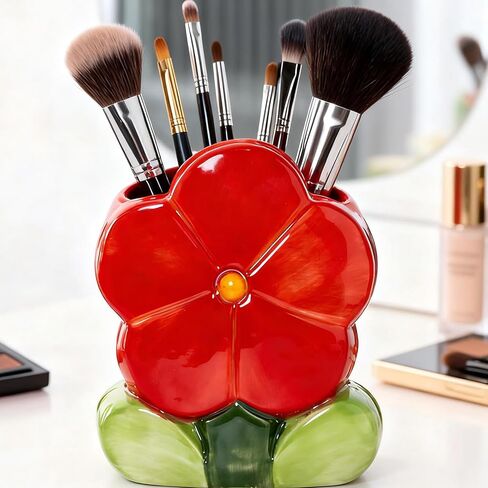 لطيف حامل فرشاة الأسنان الفطر ديكور المنزل حامل القلم مكتب مكتب الملحقات الجمالية الأحمر ماكياج فرشاة حامل قلم رصاص حامل زهرية هدايا عيد ميلاد للنساء الغرور Kawaii حامل أدوات المطبخ in Kuwait