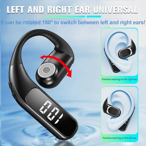 Wireless Bluetooth Hands Free Earpiece for Cell Phone Single Ear Hands Free Headset with Mic Open Ear Headphones Waterproof ENC Noise Cancelling Earphones for iPhone Android Work Driving Sports in Saudi Arabia