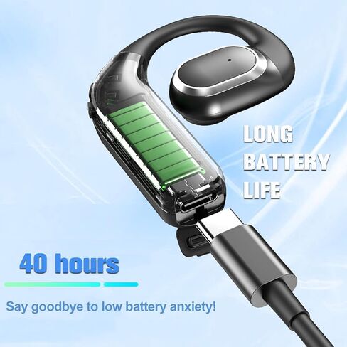 Wireless Bluetooth Hands Free Earpiece for Cell Phone Single Ear Hands Free Headset with Mic Open Ear Headphones Waterproof ENC Noise Cancelling Earphones for iPhone Android Work Driving Sports in Saudi Arabia