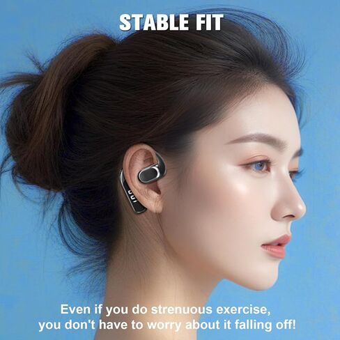 Wireless Bluetooth Hands Free Earpiece for Cell Phone Single Ear Hands Free Headset with Mic Open Ear Headphones Waterproof ENC Noise Cancelling Earphones for iPhone Android Work Driving Sports in Saudi Arabia