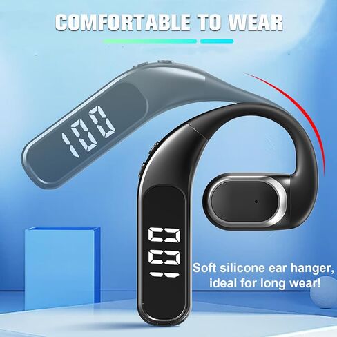 Wireless Bluetooth Hands Free Earpiece for Cell Phone Single Ear Hands Free Headset with Mic Open Ear Headphones Waterproof ENC Noise Cancelling Earphones for iPhone Android Work Driving Sports in Saudi Arabia
