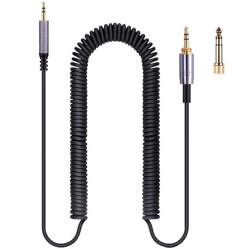 استبدال كابل الصوت ملفوف FAAEAL QC35 لسماعات Bose QC45(QuietComfort 45) NC700، AKG Y55BT Y55، سلك تمديد Aux من 2.5 مم إلى 3.5 مم (1/8 بوصة) مع محول 6.35 مم (1/4 بوصة) (4.2 قدم - 14 قدم) in Saudi Arabia