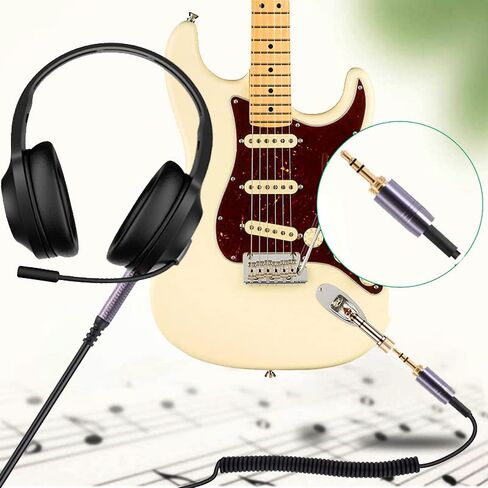 استبدال كابل الصوت ملفوف FAAEAL QC35 لسماعات Bose QC45(QuietComfort 45) NC700، AKG Y55BT Y55، سلك تمديد Aux من 2.5 مم إلى 3.5 مم (1/8 بوصة) مع محول 6.35 مم (1/4 بوصة) (4.2 قدم - 14 قدم) in Saudi Arabia