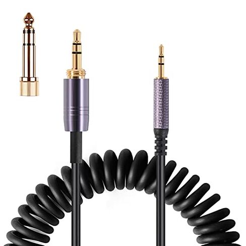 استبدال كابل الصوت ملفوف FAAEAL QC35 لسماعات Bose QC45(QuietComfort 45) NC700، AKG Y55BT Y55، سلك تمديد Aux من 2.5 مم إلى 3.5 مم (1/8 بوصة) مع محول 6.35 مم (1/4 بوصة) (4.2 قدم - 14 قدم) in Saudi Arabia