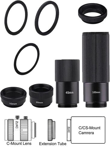 C-CS Mount Lens Adapter Ring Extension Tube 0.5mm 5mm 50mm 100mm 9mm 5mm 1mm 2mm Suit for Camera Accessories Excellent(100mm) in Saudi Arabia