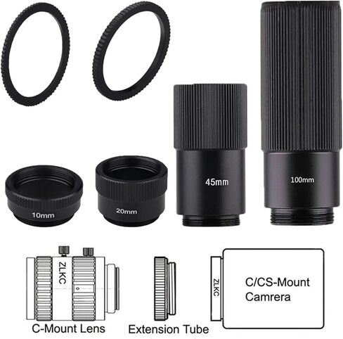 C-CS Mount Lens Adapter Ring Extension Tube 0.5mm 5mm 50mm 100mm 9mm 5mm 1mm 2mm Suit for Camera Accessories Excellent(100mm) in Saudi Arabia