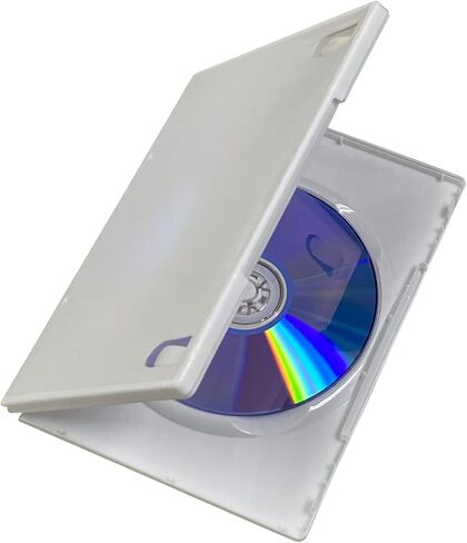 10 عبوات من حافظات Maxtek Standard مقاس 14 مم بيضاء اللون لأقراص CD وDVD مع غلاف خارجي شفاف للعمل الفني. متوافق مع أقراص نينتندو وي. in Kuwait