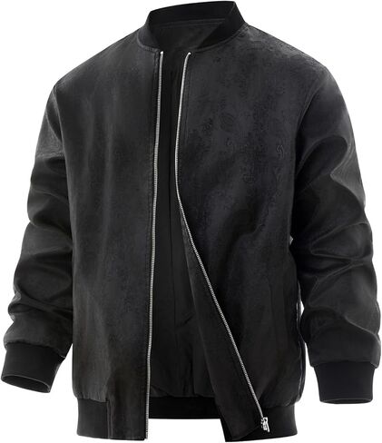 ODIZLI Men's Bomber Jacket Long Sleeve Zip Up Jacket Windbreaker 70s Disco Night Party Nightclub Jackets in Saudi Arabia