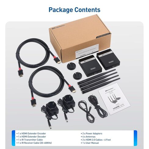 كابل ماترز موسع HDMI لاسلكي بطول 330 قدمًا مع تمرير الأشعة تحت الحمراء، وجهاز إرسال واستقبال HDMI يدعم الدقة الكاملة 1080 بكسل عند 60 هرتز in Saudi Arabia