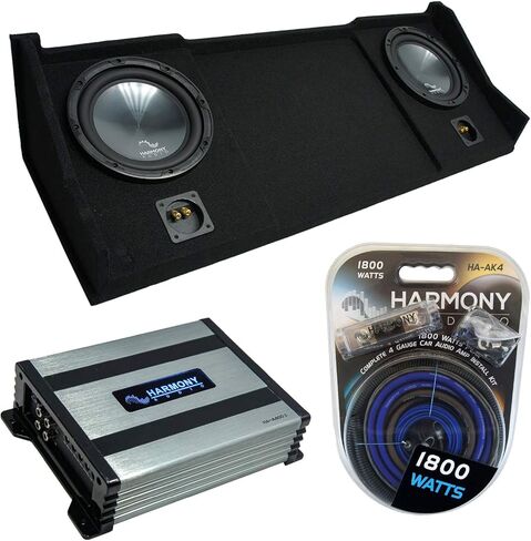 Harmony Audio (2) HA-R104 مضخم صوت مزدوج 10 بوصة حزمة صندوق فرعي HA-A400.1 أمبير متوافق مع 1994-2001 Dodge Ram Extended Club Quad Truck in Kuwait