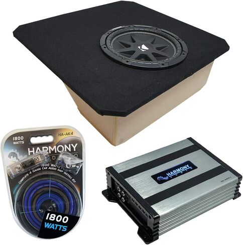 Harmony Audio HA-A400.1 متوافق مع Chevy Corvette Coupe C5 Z06 Class D Mono 800W Sub Amp، 43C124-N 12 بوصة Comp C12 Series Sub 150W RMS Car Sub وGM1X12-07-04-CORVT صندوق فرعي ذو فتحة واحدة in Kuwait