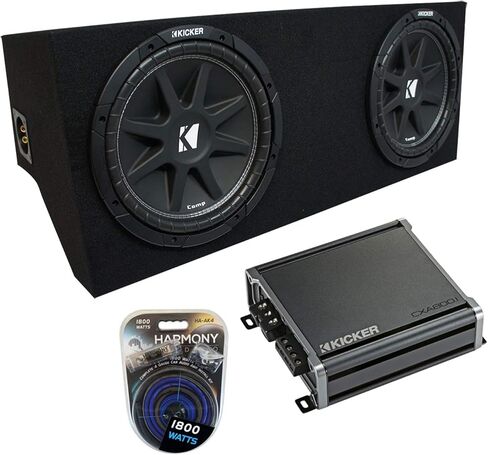 Harmony Audio Compatible with 2005-2015 Ford Mustang Coupe Kicker Bundle Comp C12 Dual 12" Custom Sub Box Enclosure & CXA800.1 Amp in Saudi Arabia