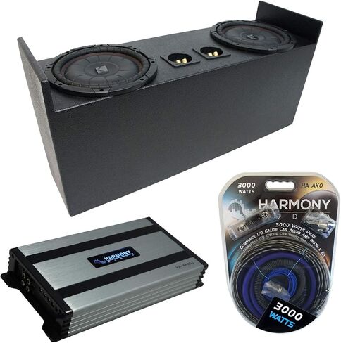 Harmony Audio متوافق مع 1987-2006 Jeep Wrangler YJ TJ Kicker Bundle CompVT CVT10 Dual 10" Rhino Sub Box Enclosure & Harmony HA-A800.1 Amp in Kuwait