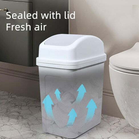 5.5 Gallon Restroom Trash Can with Swing Lid, Compact Plastic Slim Small Trash Bin Bathroom,Easy to Clean,Detachable Small Garbage Can for Office,Kitchen,Bedroom,Restroom,Bathroom,Dorm Room in Saudi Arabia