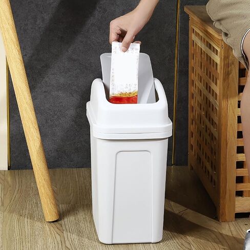 5.5 Gallon Restroom Trash Can with Swing Lid, Compact Plastic Slim Small Trash Bin Bathroom,Easy to Clean,Detachable Small Garbage Can for Office,Kitchen,Bedroom,Restroom,Bathroom,Dorm Room in Saudi Arabia