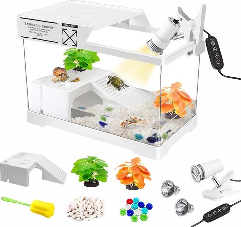 مجموعة خزان السلحفاة المائية الصغيرة من GOZILLA مع مصباح قابل للتعديل، مجموعة بداية خزان السلاحف PC، خزانات سرطان البحر الناسك الصغيرة مع غطاء، منصة معلقة لسلاحف الأطفال وسرطان البحر والأسماك. (11.8 × 7.24 × 7.1 بوصة/طقم أسود) in Kuwait