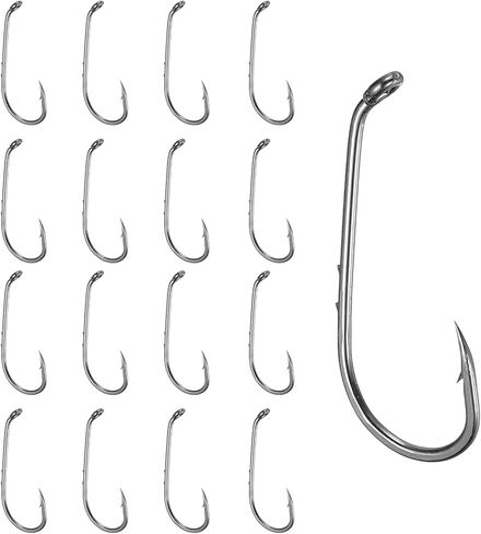 Bait Holder Fishing Hook, High Carbon Steel Long Shank Double Barbed Fishing Hooks Closed Eye, Offset, 6/0# & Black & 60Pcs - Fitting for(Saltwater/Freshwater Rigs) in Saudi Arabia