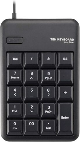 Elecom TK-TCM011BK/RS Numeric Keypad, Wired, Membrane, M Size, RoHS Compliant, Black in Saudi Arabia