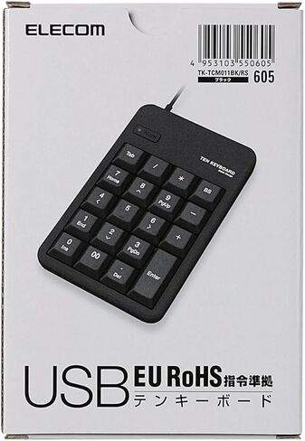 Elecom TK-TCM011BK/RS Numeric Keypad, Wired, Membrane, M Size, RoHS Compliant, Black in Saudi Arabia