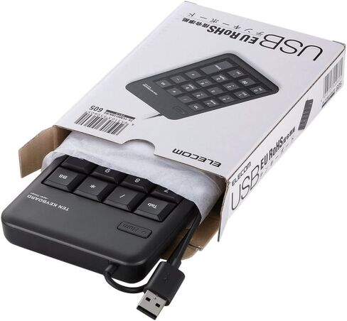 Elecom TK-TCM011BK/RS Numeric Keypad, Wired, Membrane, M Size, RoHS Compliant, Black in Saudi Arabia