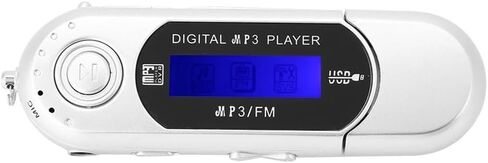 1 قطعة USB 2.0 مشغل موسيقى MP3 رقمي شاشة LCD محمولة تدعم بطاقة TF سعة 32 جيجابايت وراديو FM، استخدام 20 ساعة، فضي in Kuwait