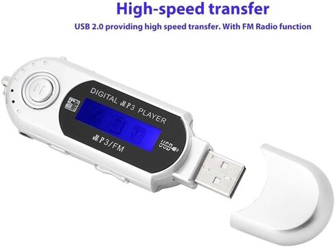 1 قطعة USB 2.0 مشغل موسيقى MP3 رقمي شاشة LCD محمولة تدعم بطاقة TF سعة 32 جيجابايت وراديو FM، استخدام 20 ساعة، فضي in Kuwait