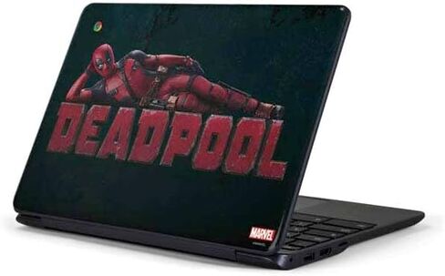 غلاف كمبيوتر محمول من Skinit متوافق مع جهاز Chromebook 3 مقاس 11.6 بوصة 500c13-k01 - تصميم ملصق أحمر Marvel Deadpool Legacy Deadpool مرخص رسميًا in Kuwait