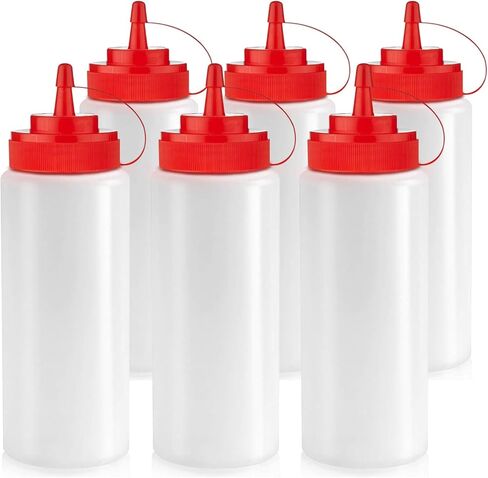 Norcalway Condiment Squeeze Bottles for Liquids - 8 OZ 8 Pack Squeeze Bottle | BPA Free Plastic Condiment Bottles for Syrup, Ketchup, Sauces, Dressing, Oil, Honey | Squirt Bottles for Liquids in Saudi Arabia
