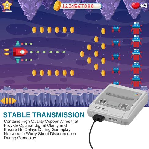 كابل تمديد مكون من قطعتين لوحدة تحكم SNES، سلك بديل بطول 6 أقدام/1.8 متر لوحدة التحكم وأجهزة التحكم SNES/SFC - راحة ومرونة معززة في الألعاب (2) in Kuwait