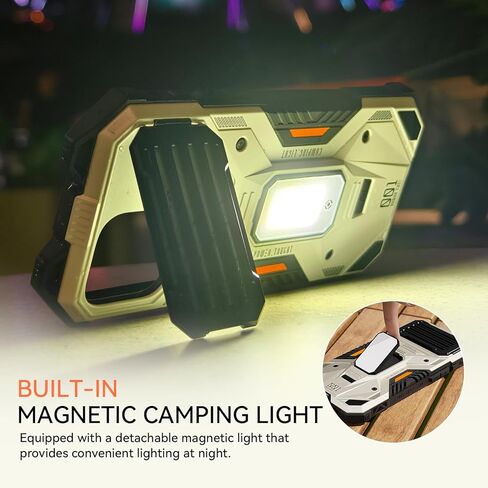 4-in-1 Designed Case for iPhone 16 Pro Max with Expanded 5000mAh Using Life, Military Grade Charging Case with Lens Protection&LED Light&Wristband for Outdoor Activities (Jungle Green) in Kuwait