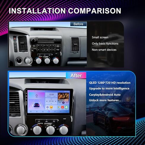 ستيريو راديو السيارة لسيارة Toyota Tundra 2007-2013 Sequoia 2008-2018، وحدة رأس تعمل باللمس مقاس 10 بوصات Android 13، CarPlay اللاسلكي وAndroid Auto، ملاحة GPS، كاميرا احتياطية عالية الدقة، WiFi 6، بلوتوث 5.4، FM، SWC in Kuwait