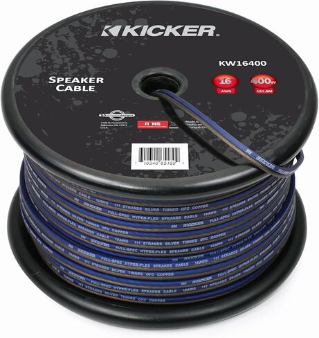 KICKER (4 أزواج KB6B 2-Way مجموعة كاملة من مكبرات الصوت الداخلية والخارجية (زوج) مكبرات صوت مقاومة للطقس للفناء والجراج بجانب حمام السباحة في المنزل، رمادي و400 قدم حزمة سلك مكبر الصوت in Saudi Arabia